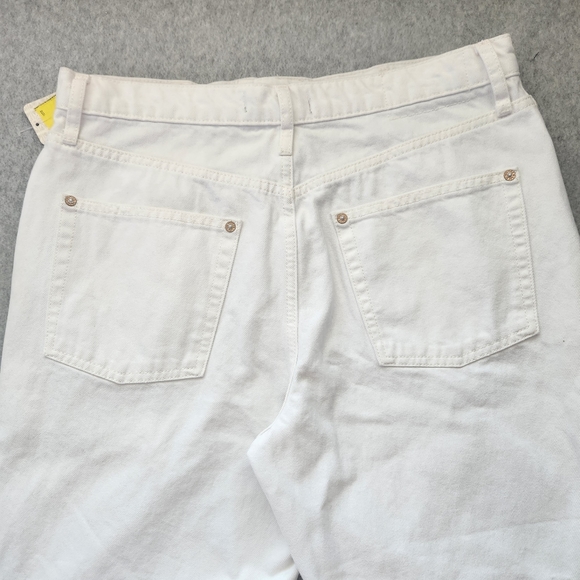 We the Free People Women Tapered Baggy Jeans White Sz 30 Distressed Hi-Rise NWT - Picture 5 of 12